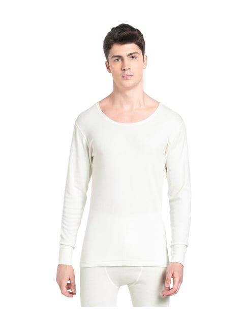 jockey 2401 off white super combed cotton rich full sleeves thermal top with stay warm technology