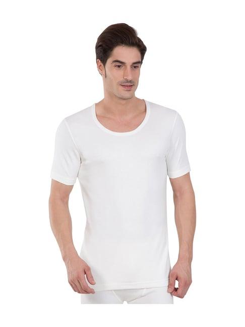 jockey 2400 off white super combed cotton rich half sleeves shorts with stay warm technology