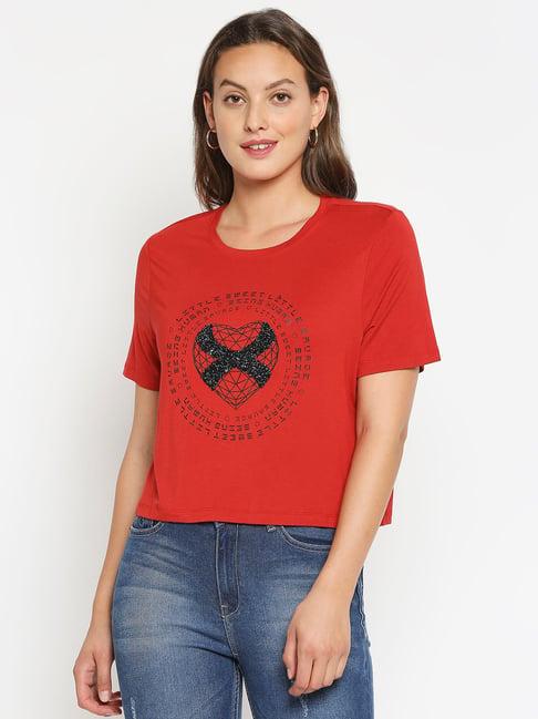 being human red printed t-shirt