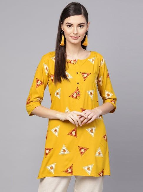 anubhutee mustard printed straight kurti