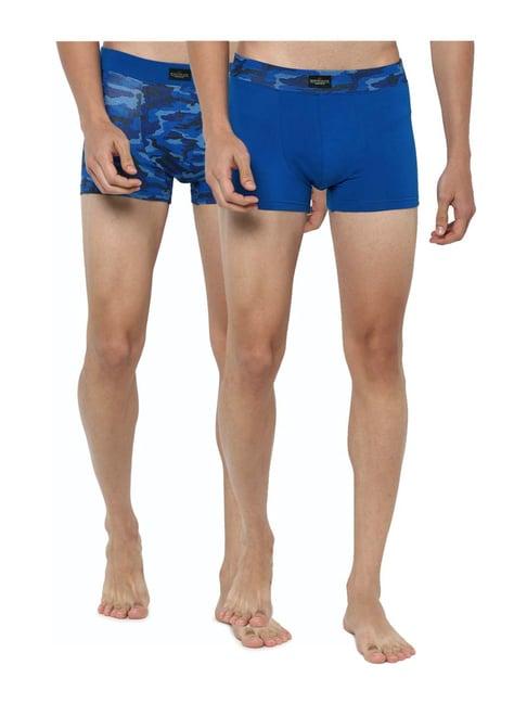 peter england blue cotton camouflage trunks (pack of 2)