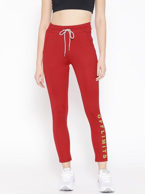 off limits red graphic print track pants