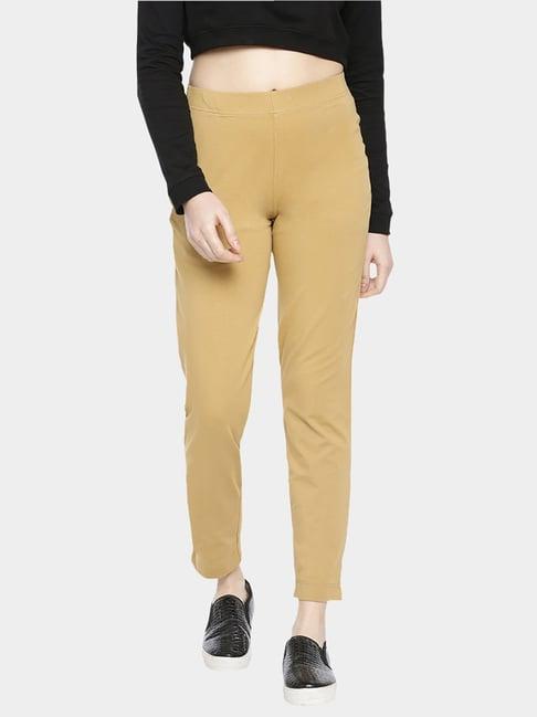 dollar missy khaki slim fit elasticated trousers