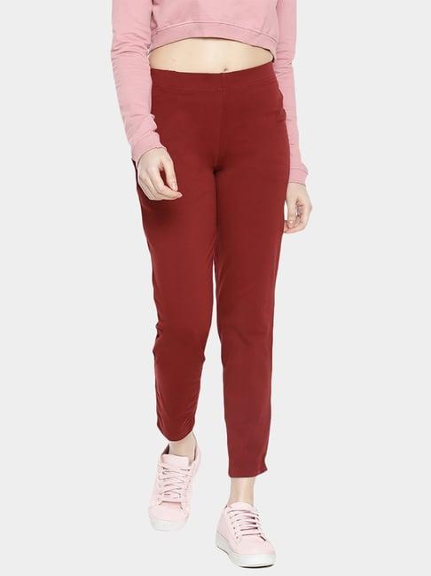 dollar missy maroon slim fit elasticated trousers