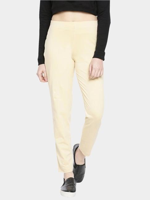 dollar missy cream slim fit elasticated trousers