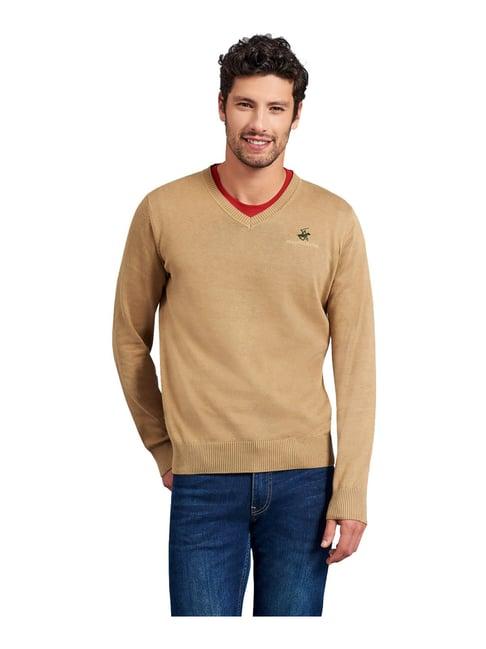 beverly hills polo club beige cotton regular fit sweater