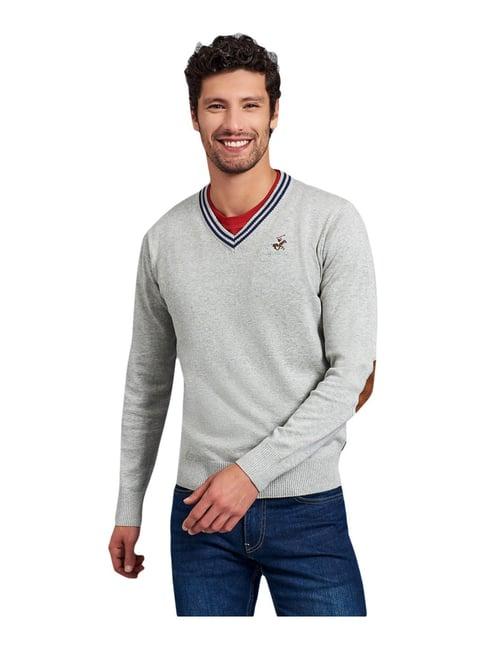 beverly hills polo club light grey cotton regular fit sweater