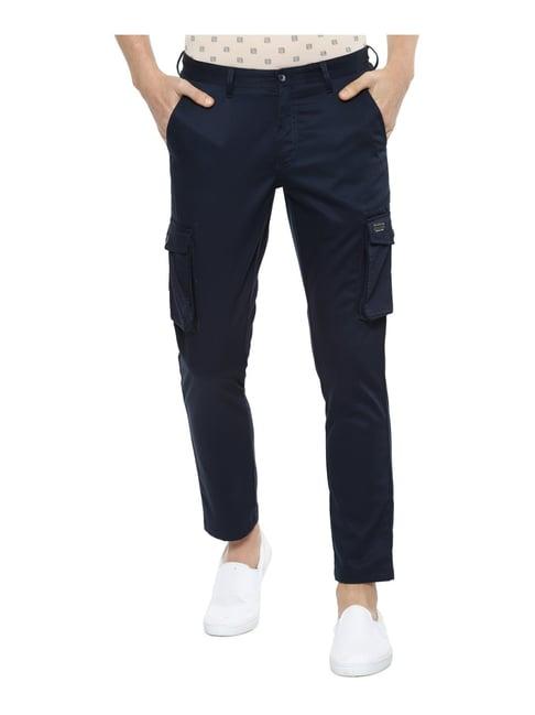 louis philippe jeans navy cotton slim fit cargos