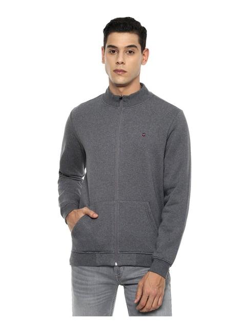 louis philippe sport grey regular fit self pattern sweatshirt