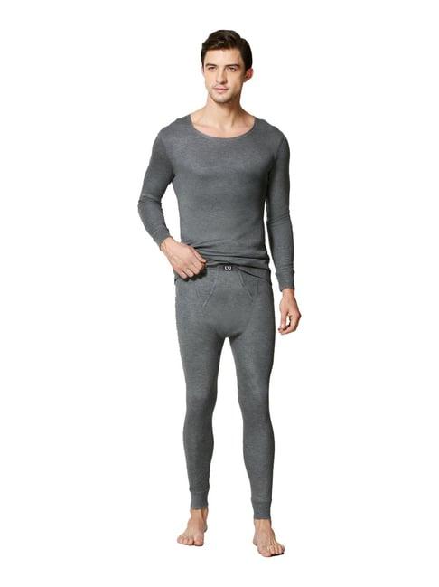 van heusen skinny fit warmtech extra warm solid thermal bottom - grey melange