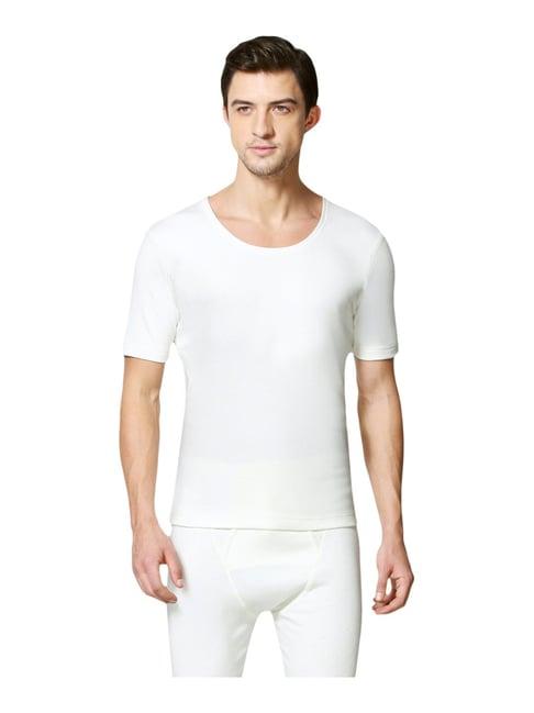 van heusen skinny fit warmtech anti bacterial solid thermal top - ivory