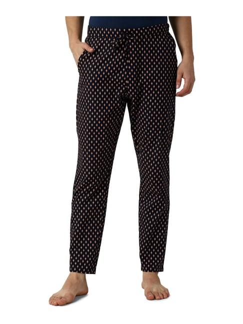 peter england black cotton regular fit printed nightwear pyjamas