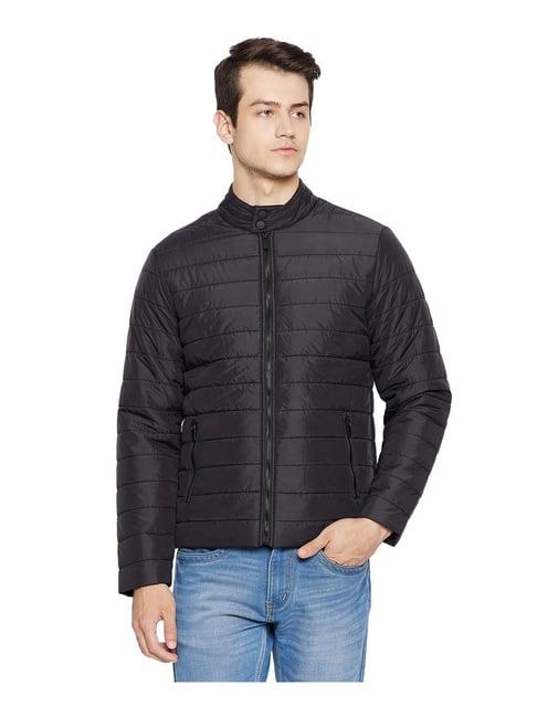 octave black regular fit quilted jacket