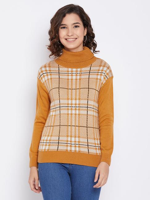 octave mustard checks sweater