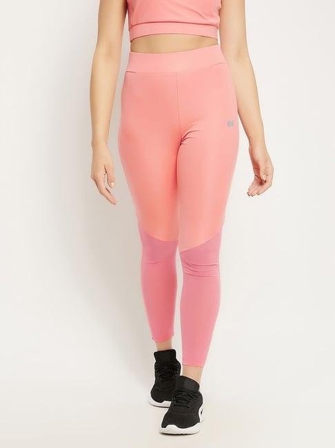 clovia peach & pink slim fit tights