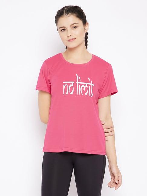 clovia pink graphic print t-shirt