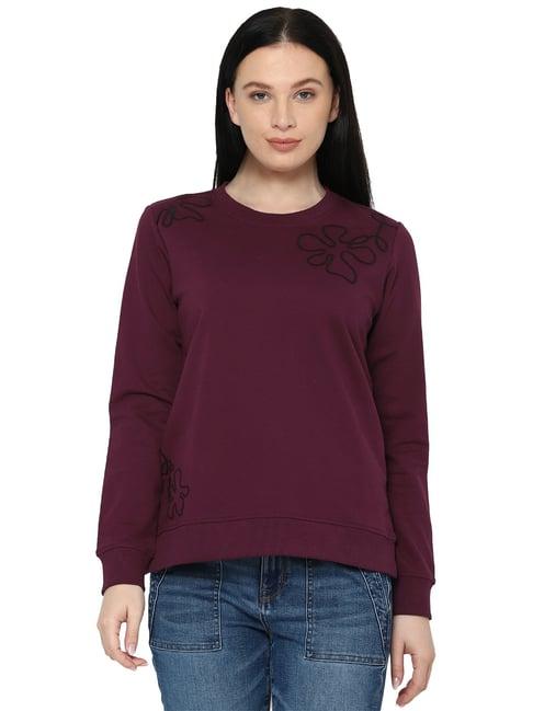 allen solly wine embroidered sweatshirt