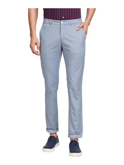 colorplus sky blue regular fit flat front trousers