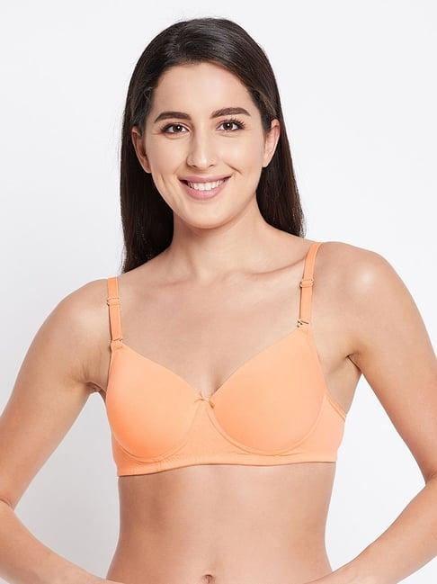 clovia orange cotton t-shirt bra