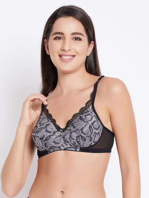 clovia black animal print t-shirt bra