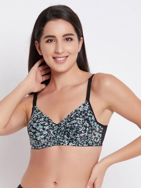 clovia black printed t-shirt bra