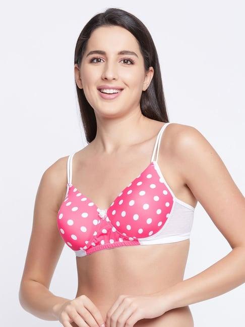 clovia pink & white polka dots t-shirt bra