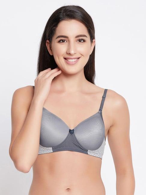 clovia grey geometric pattern t-shirt bra