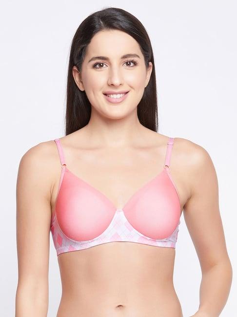 clovia pink geometric pattern t-shirt bra