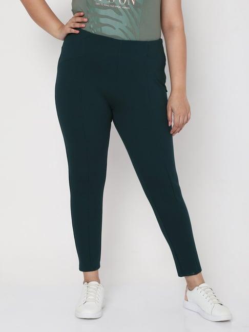 vero moda curve green mid rise pants