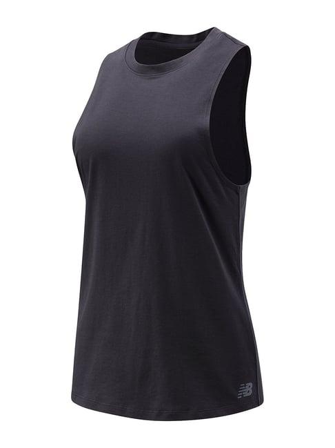 new balance black round neck tank top