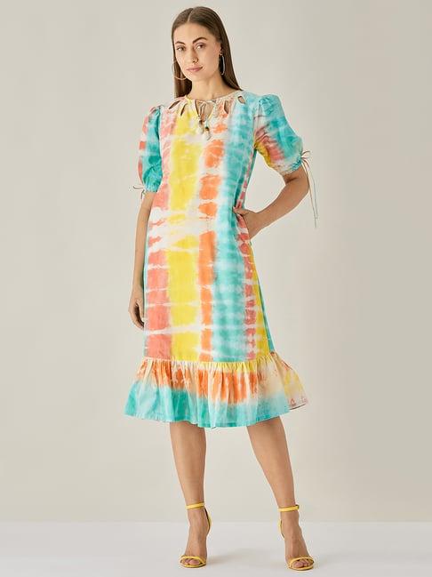 the kaftan company multicolor tie-dye dress