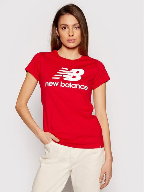 new balance red printed round neck t-shirt