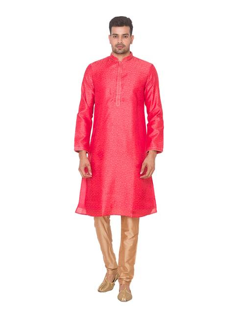 ethnicity coral textured kurta bottom set