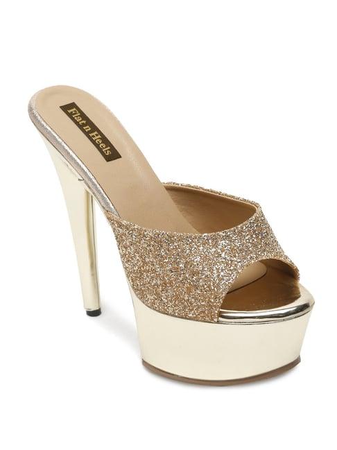 flat n heels women's golden casual stilettos