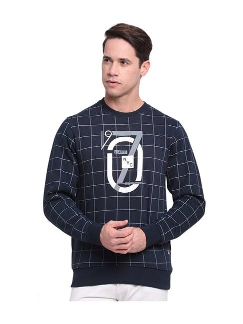 venitian navy round neck printed sweatshirt