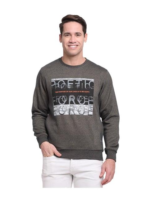 venitian grey round neck printed sweatshirt