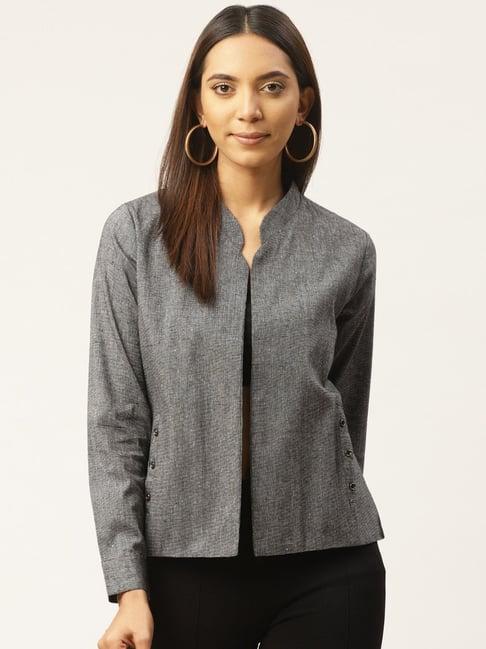 cottinfab grey textured cotton jacket