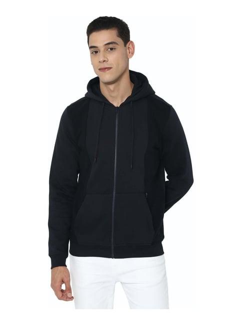 allen solly dark grey cotton regular fit hooded sweatshirt