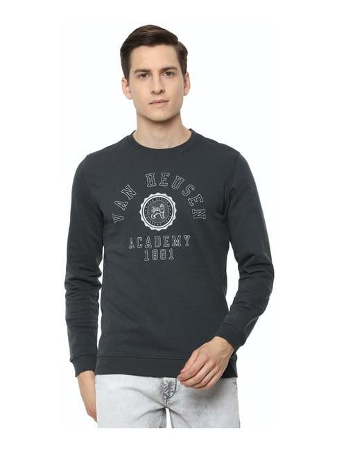 academy by van heusen grey slim fit printed sweatshirt