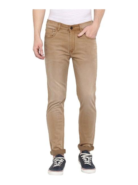 red chief brown slim fit lightly washed jeans