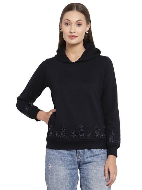 juelle navy embellished hooded sweatshirt