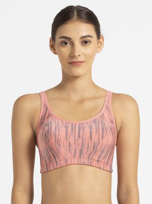 jockey pink & blue non wired padded sports bra