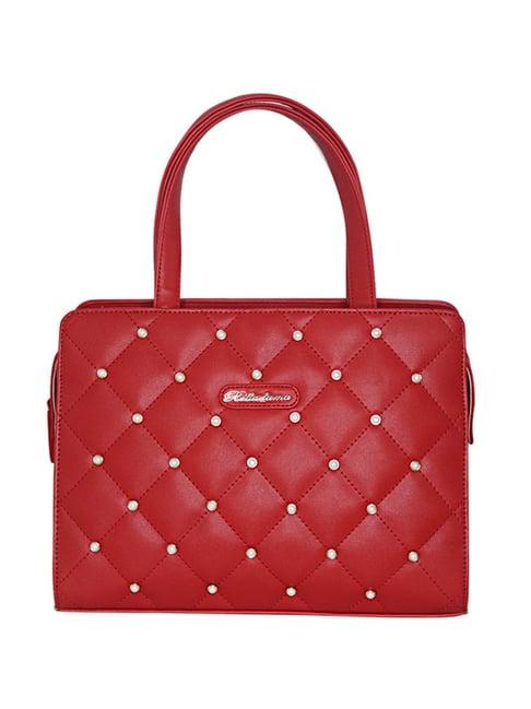 belladama de perla red embellished medium handbag