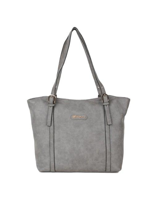 belladama elegant grey solid medium shoulder handbag