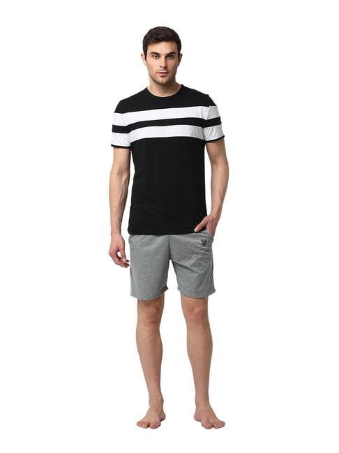 vimal jonney multicolor striped t-shirt & shorts