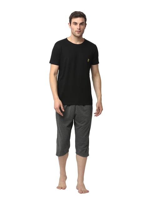 vimal jonney black & grey t-shirt & capris