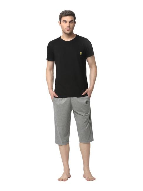 vimal jonney black & grey t-shirt & capris