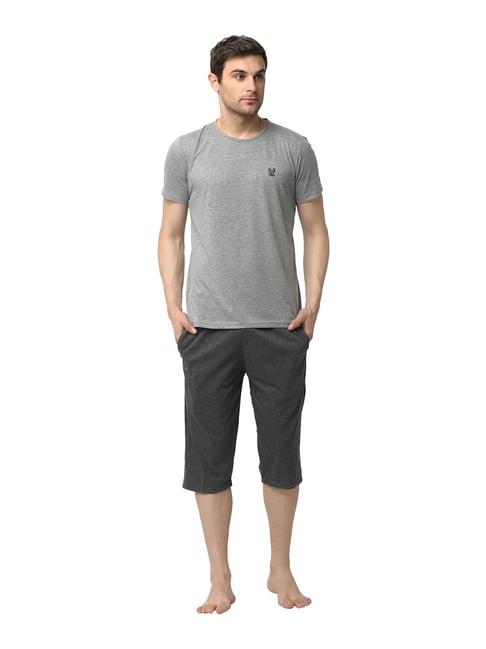 vimal jonney dark grey & grey t-shirt & capris