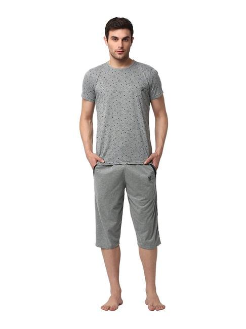 vimal jonney grey printed t-shirt & capris