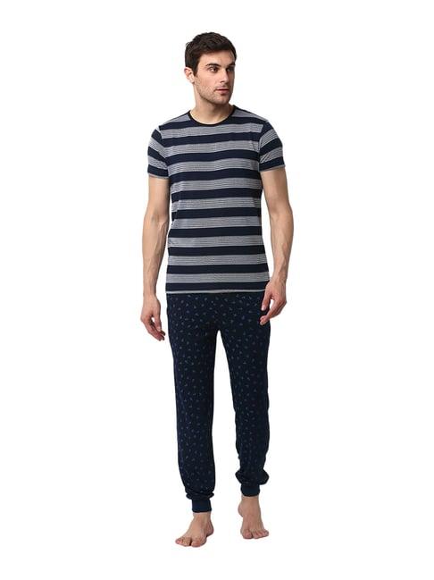 vimal jonney navy striped t-shirt & joggers